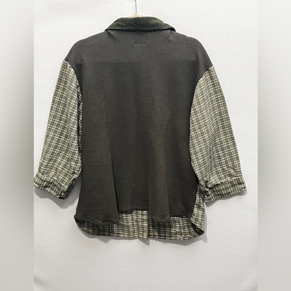 Quizz Green Plaid Button-Up Shirt Jacket 100% cotton size 20 - Picture 2 of 9